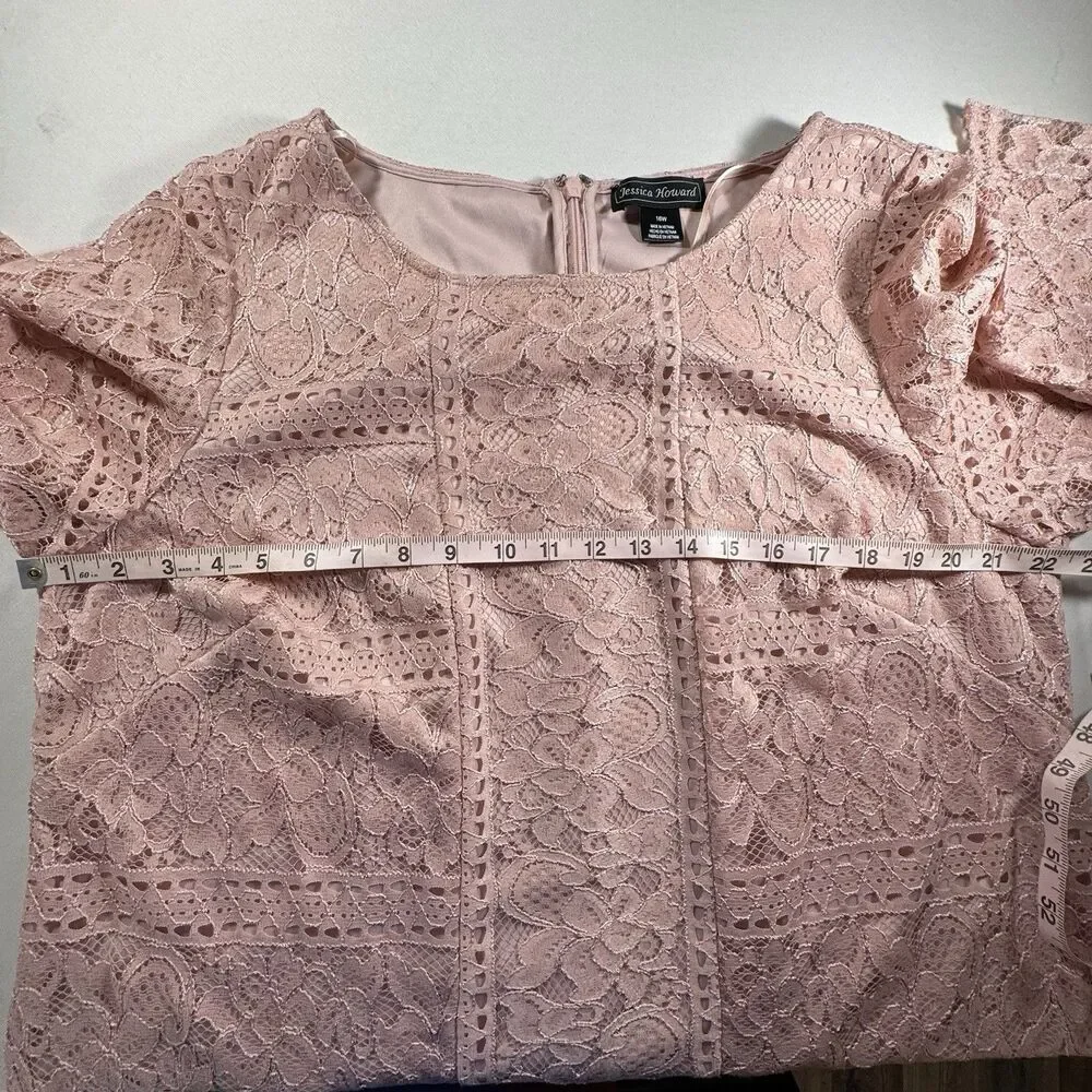 Jessica Howard 16W Blush Pink Lace Dress Plus Size Wedding Guest Party Career